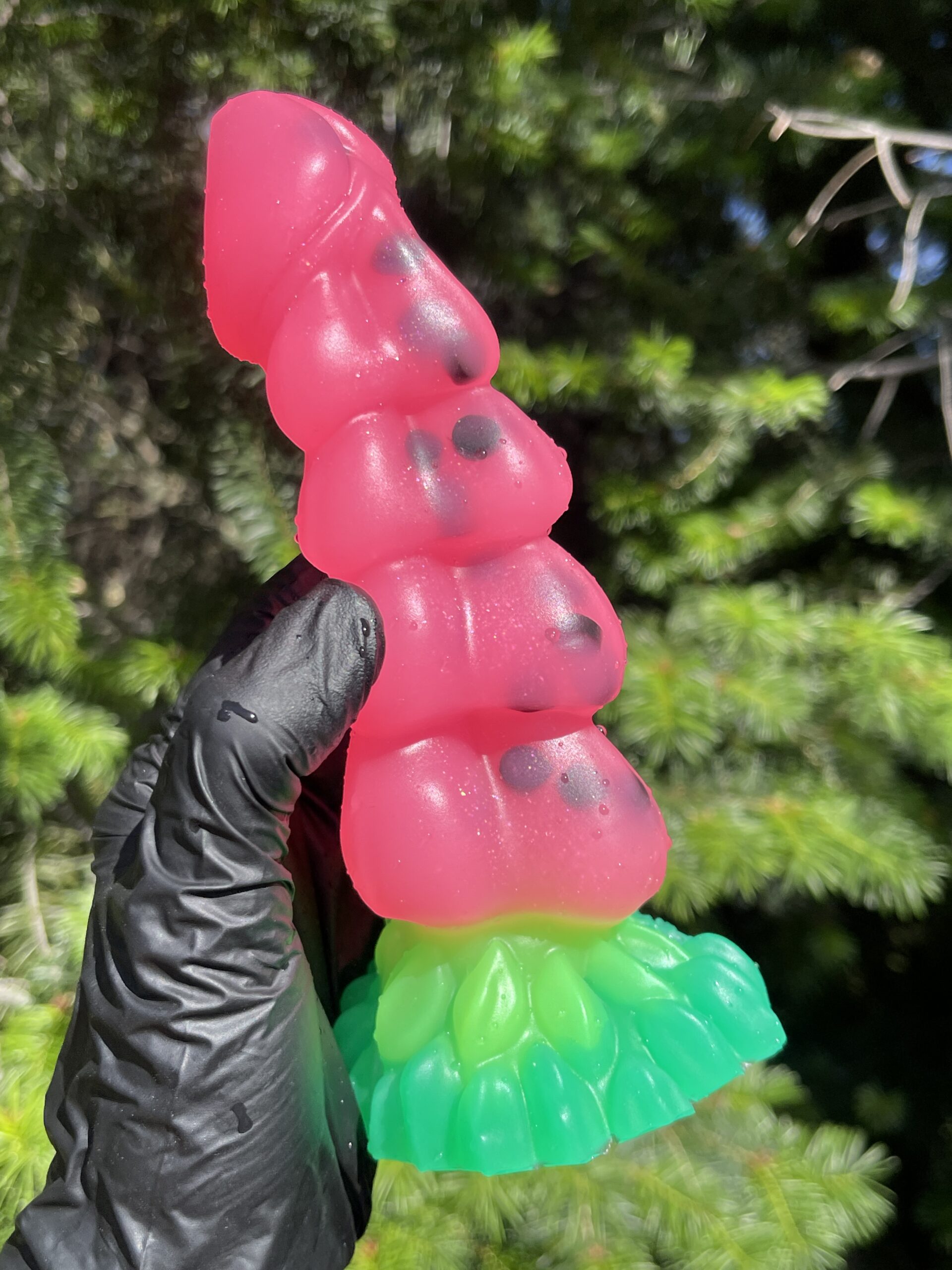 Dragon Dorian 7 inch NEAR CLEAR 00-31 shore soft firmness with GLOW color WATERMELON