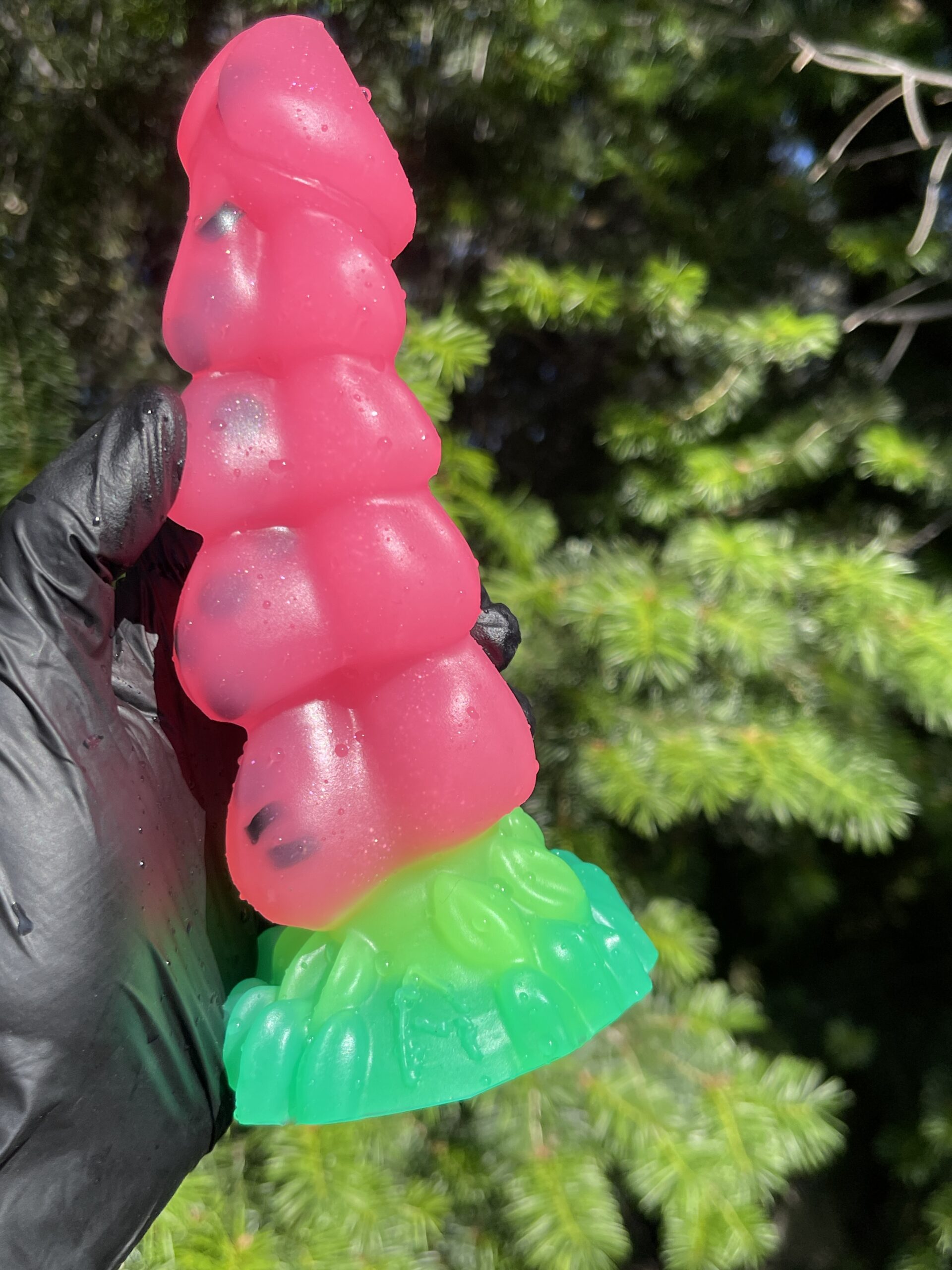 Dragon Dorian 7 inch NEAR CLEAR 00-31 shore soft firmness with GLOW color WATERMELON - Image 2