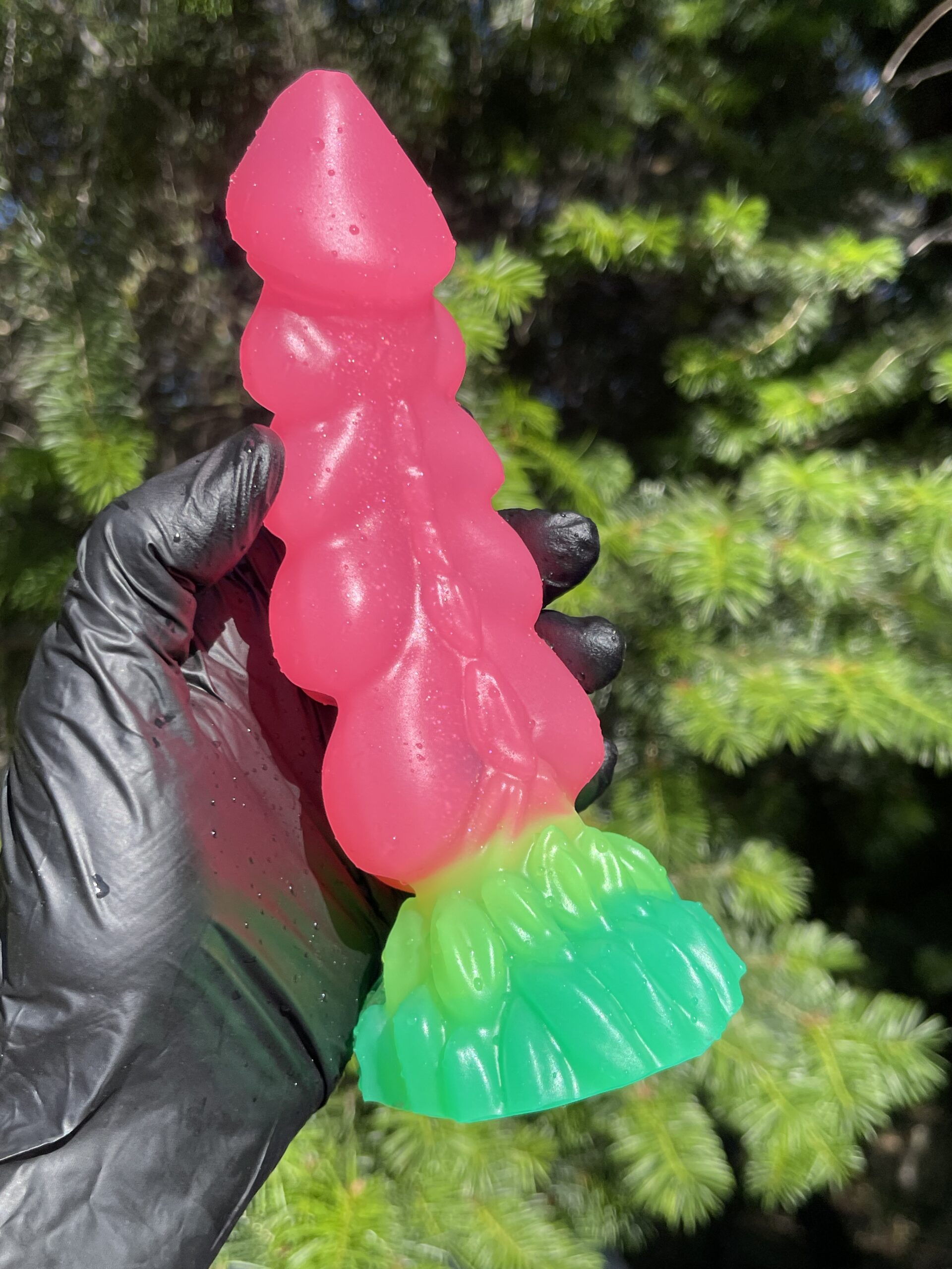 Dragon Dorian 7 inch NEAR CLEAR 00-31 shore soft firmness with GLOW color WATERMELON - Image 3