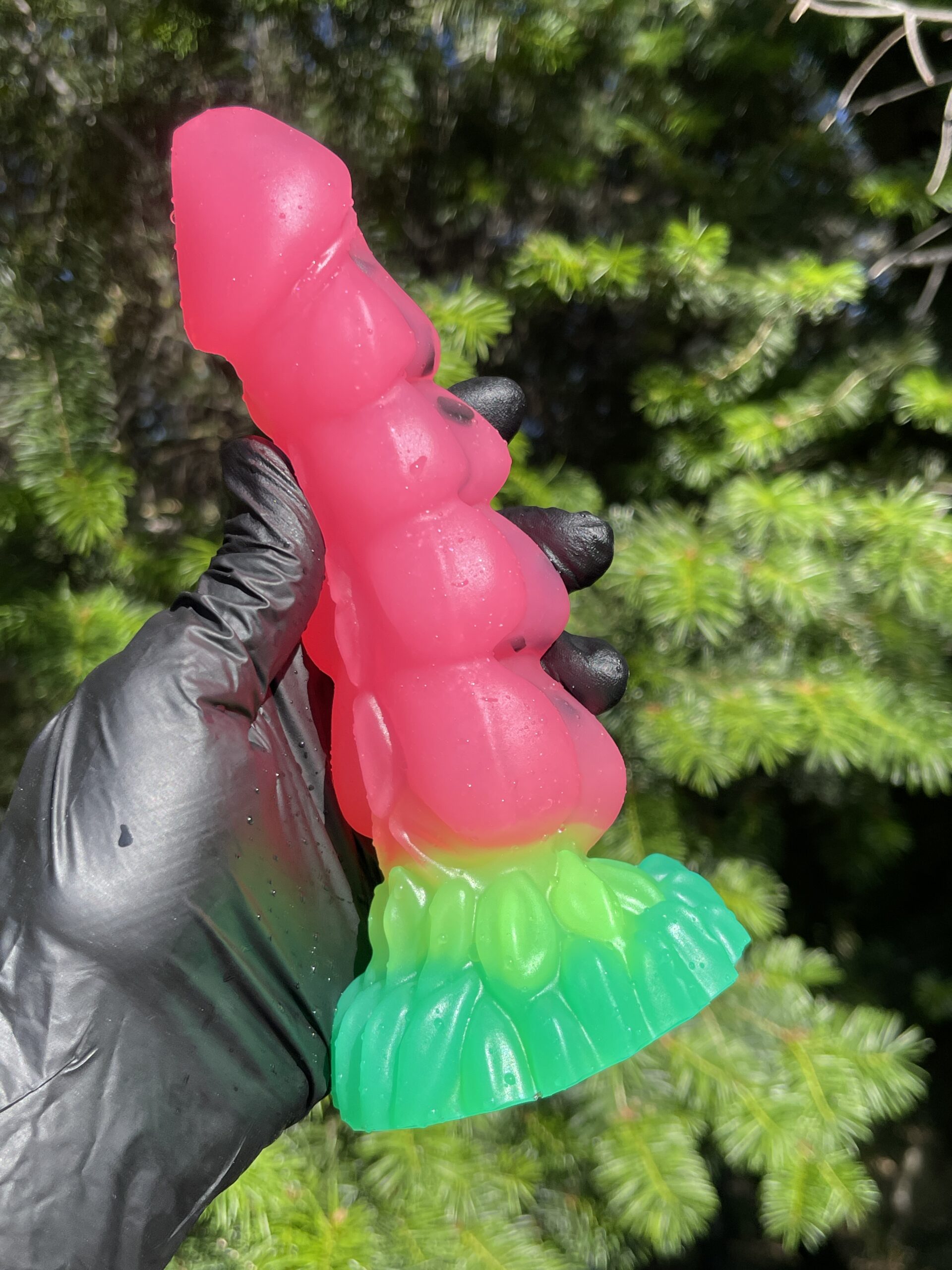 Dragon Dorian 7 inch NEAR CLEAR 00-31 shore soft firmness with GLOW color WATERMELON - Image 4