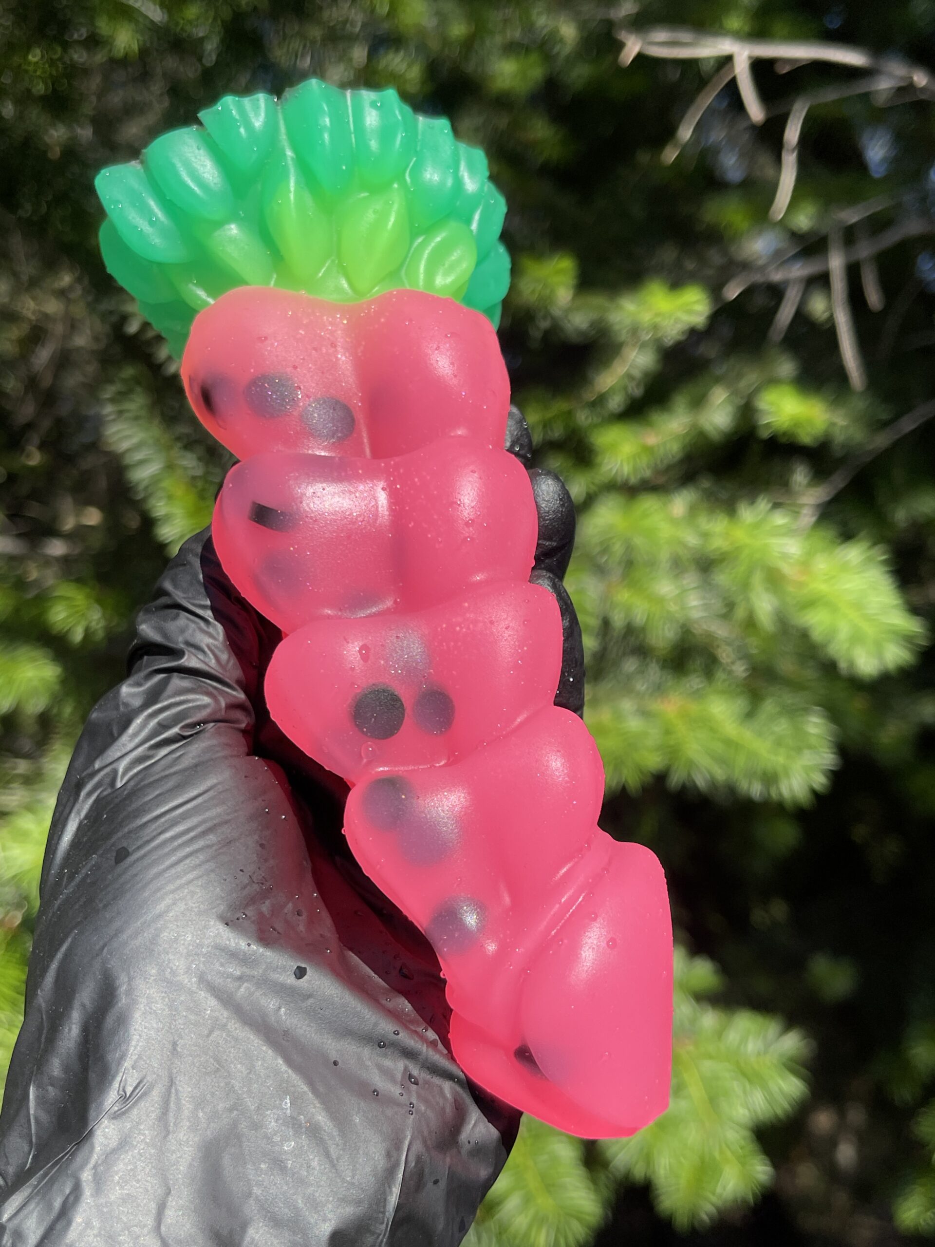 Dragon Dorian 7 inch NEAR CLEAR 00-31 shore soft firmness with GLOW color WATERMELON - Image 6