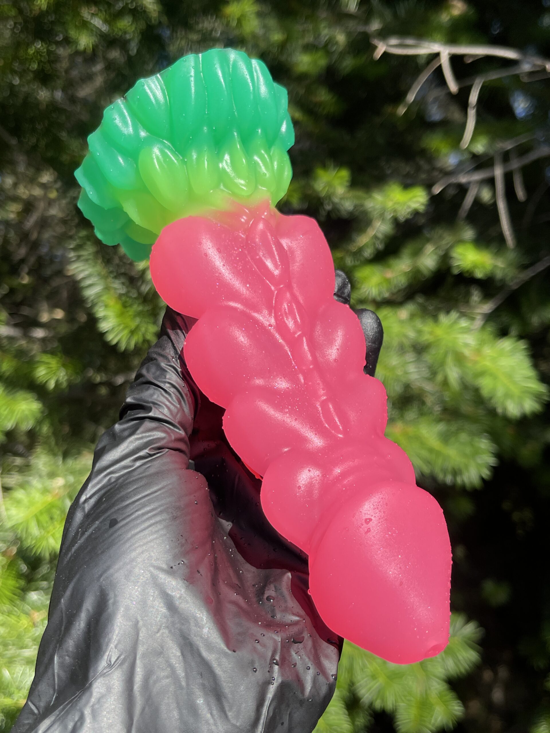 Dragon Dorian 7 inch NEAR CLEAR 00-31 shore soft firmness with GLOW color WATERMELON - Image 7