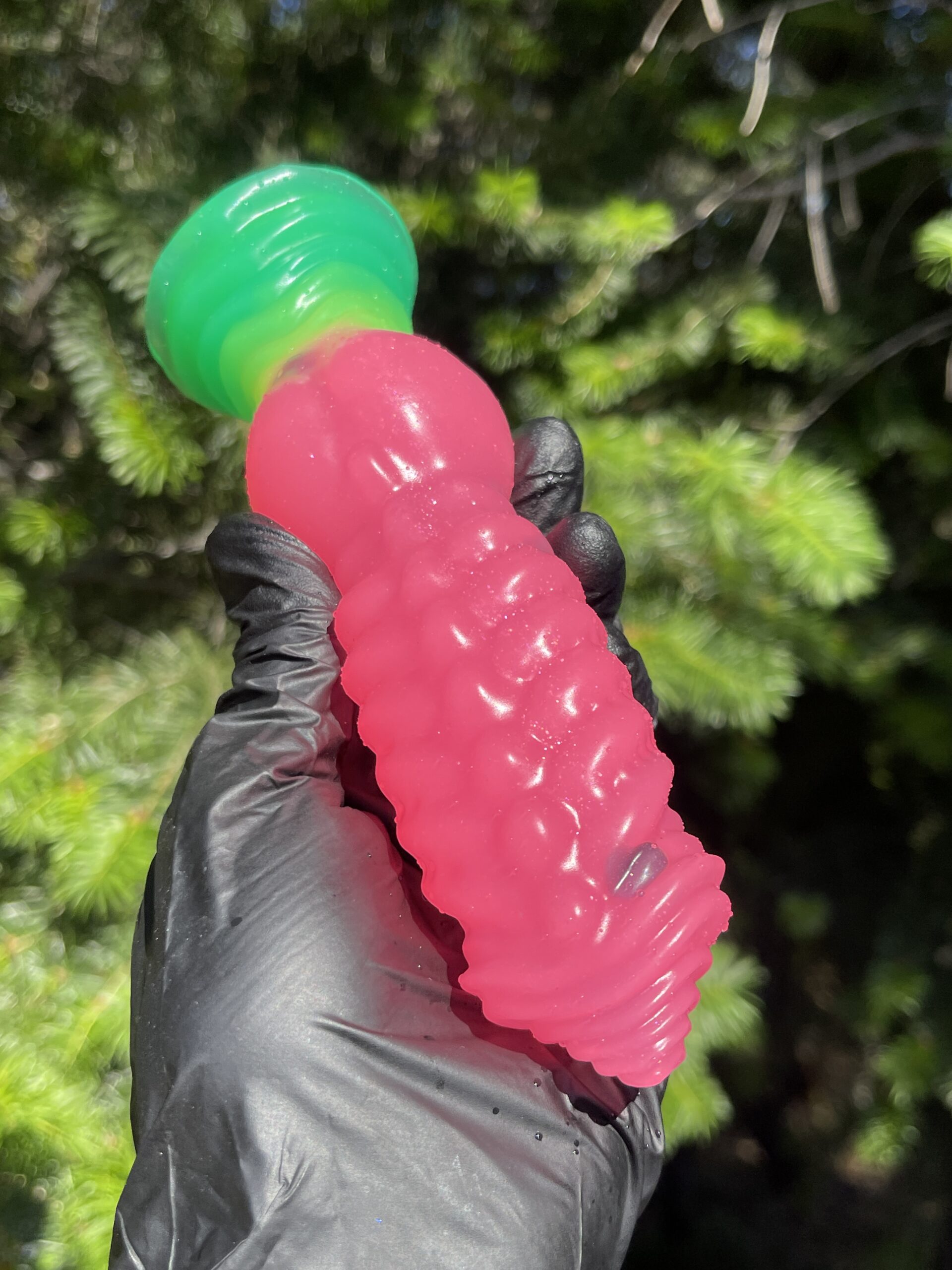 Anubis 7 inch NEAR CLEAR 00-31 shore soft firmness with GLOW color WATERMELON - Image 7