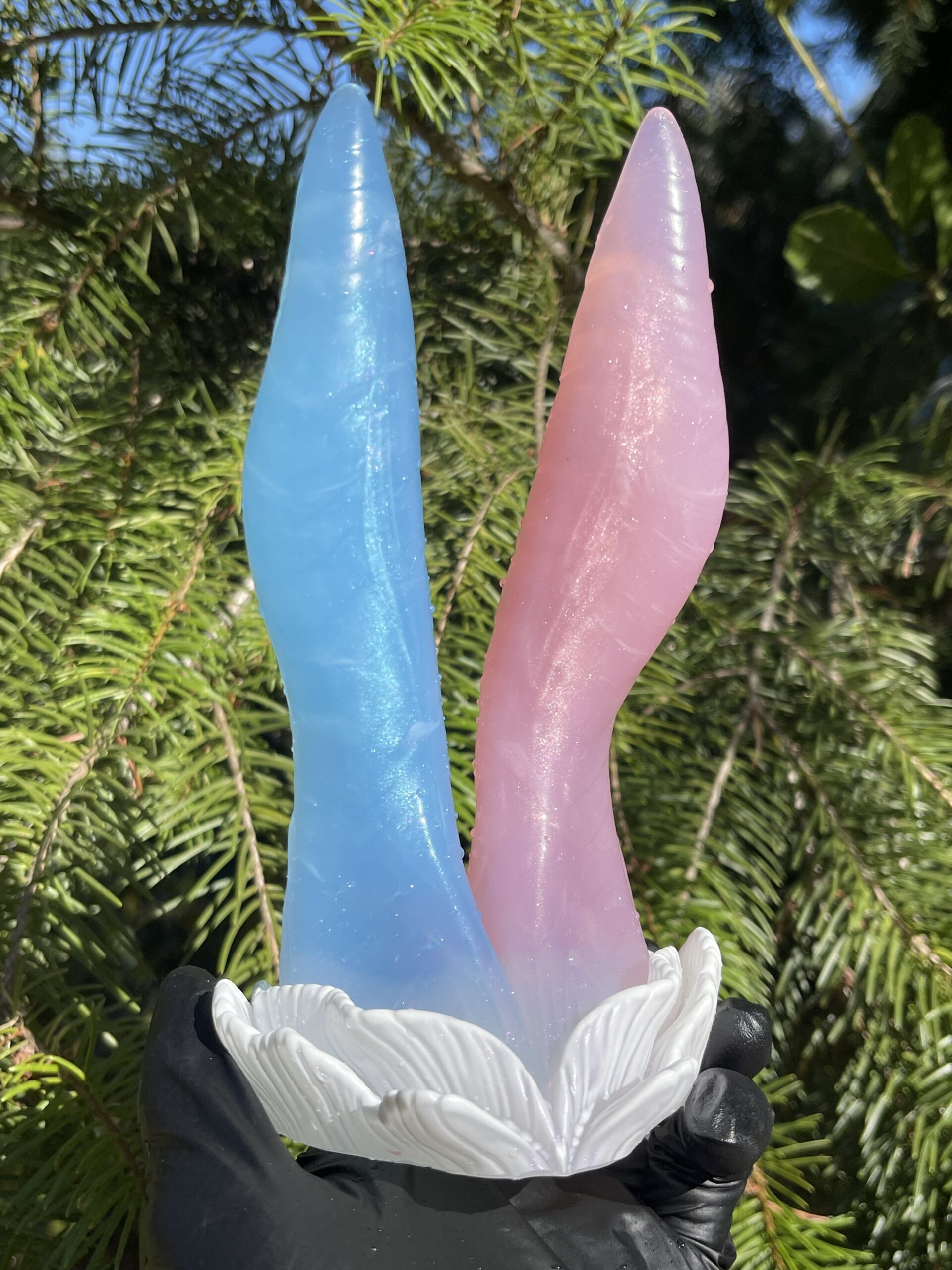 Betta-Mer 7 inch NEAR CLEAR 00-31 shore soft firmness color PINK LAGOON with GLOWING BLUE - Image 3