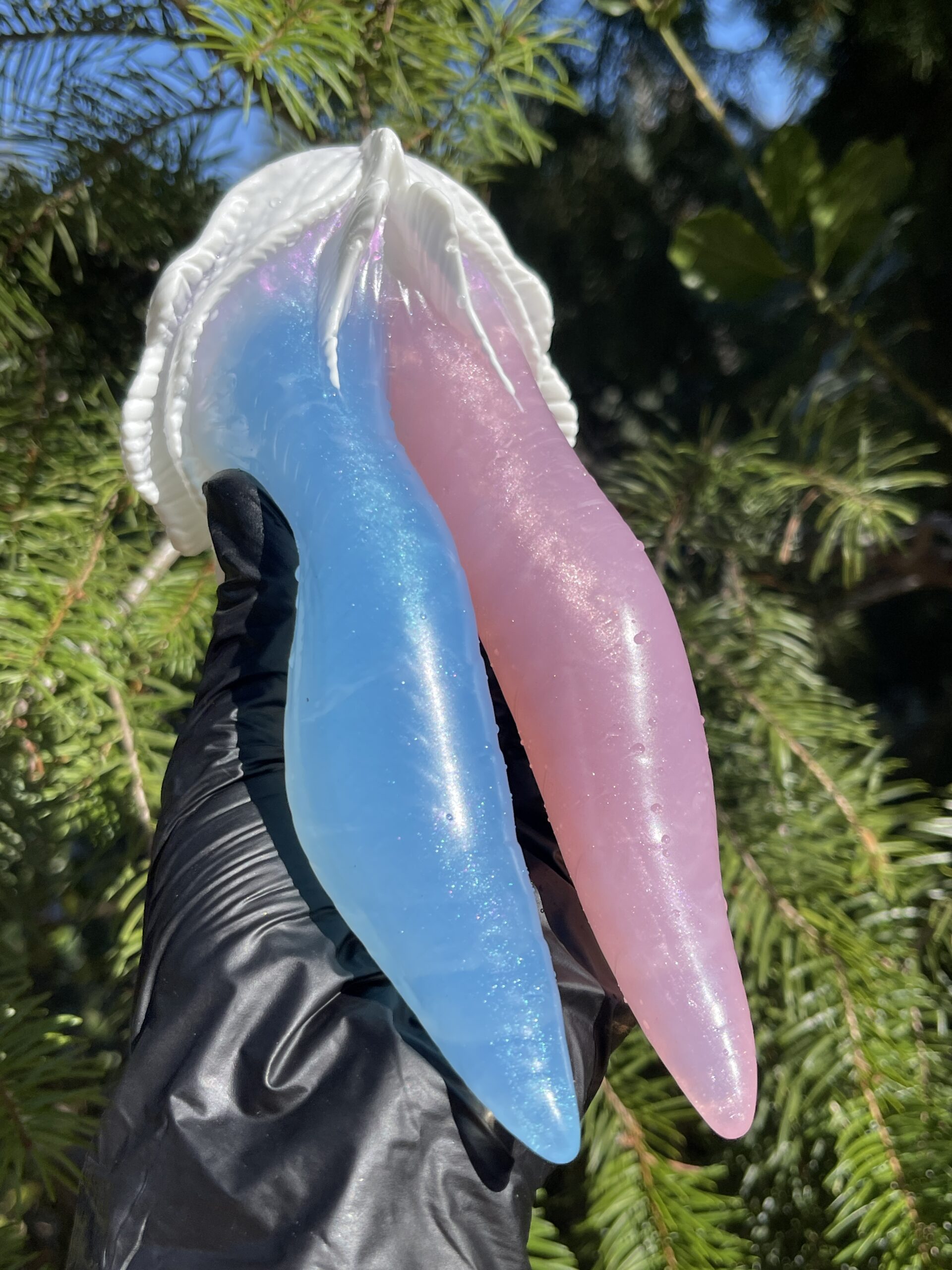 Betta-Mer 7 inch NEAR CLEAR 00-31 shore soft firmness color PINK LAGOON with GLOWING BLUE - Image 4