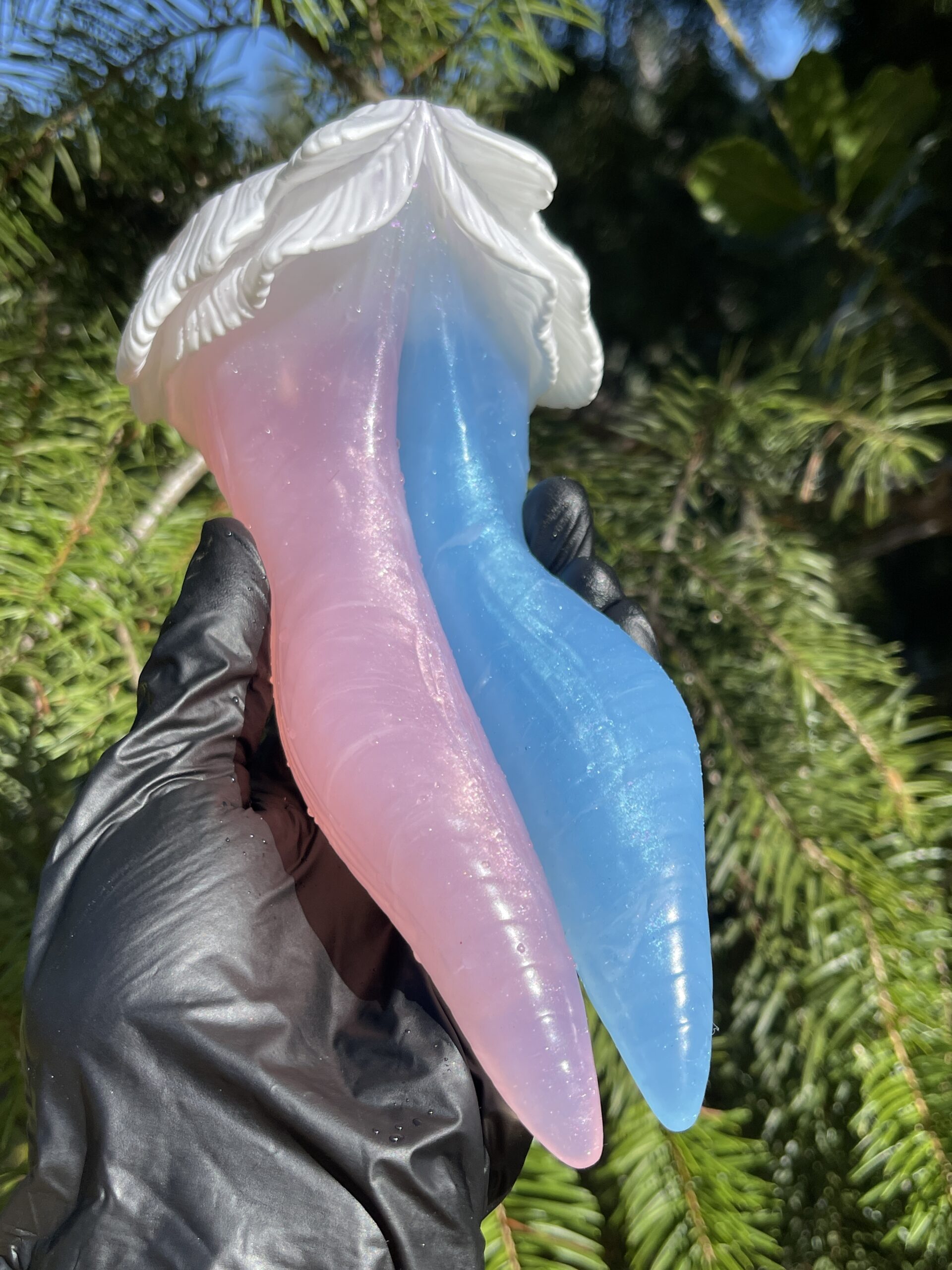 Betta-Mer 7 inch NEAR CLEAR 00-31 shore soft firmness color PINK LAGOON with GLOWING BLUE - Image 6