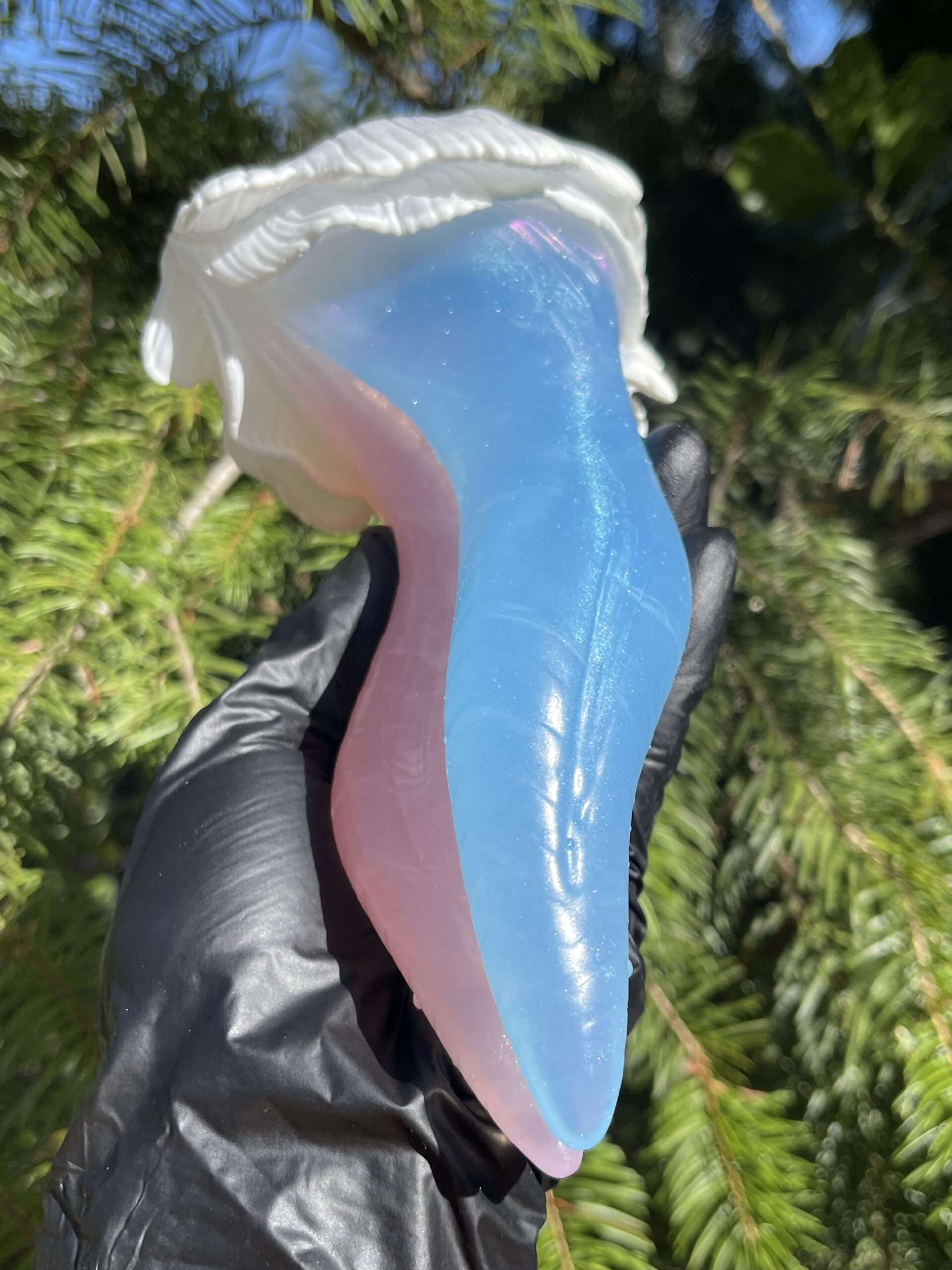 Betta-Mer 7 inch NEAR CLEAR 00-31 shore soft firmness color PINK LAGOON with GLOWING BLUE - Image 7