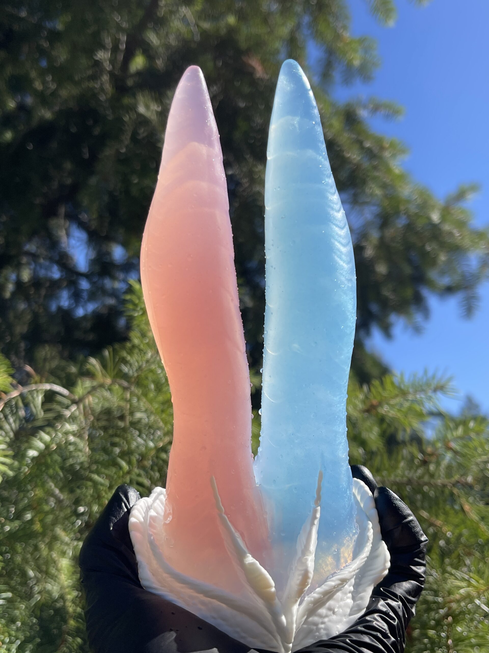 Betta-Mer 7 inch NEAR CLEAR 00-31 shore soft firmness color PINK LAGOON with GLOWING BLUE - Image 9