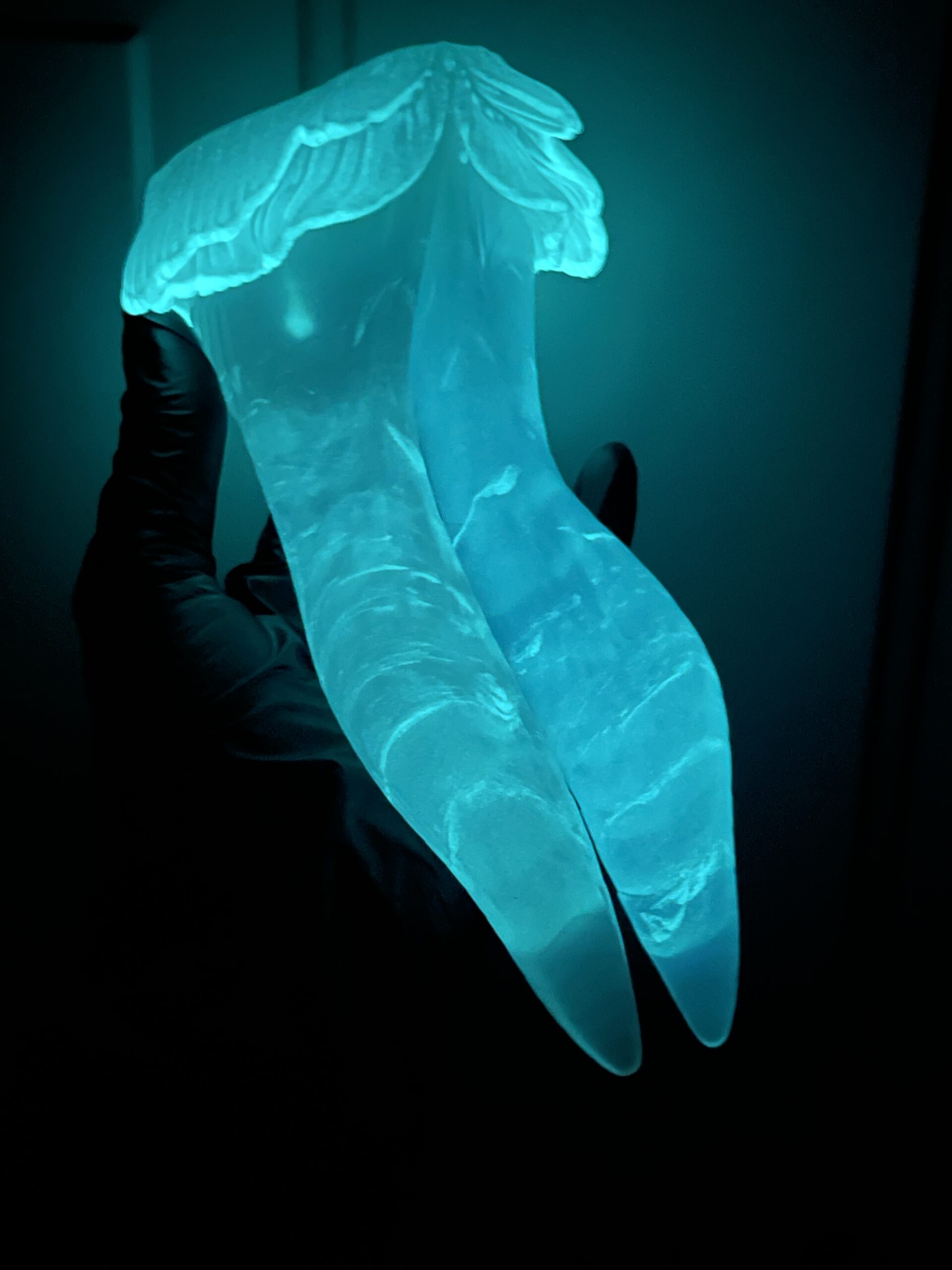 Betta-Mer 7 inch NEAR CLEAR 00-31 shore soft firmness color PINK LAGOON with GLOWING BLUE - Image 11