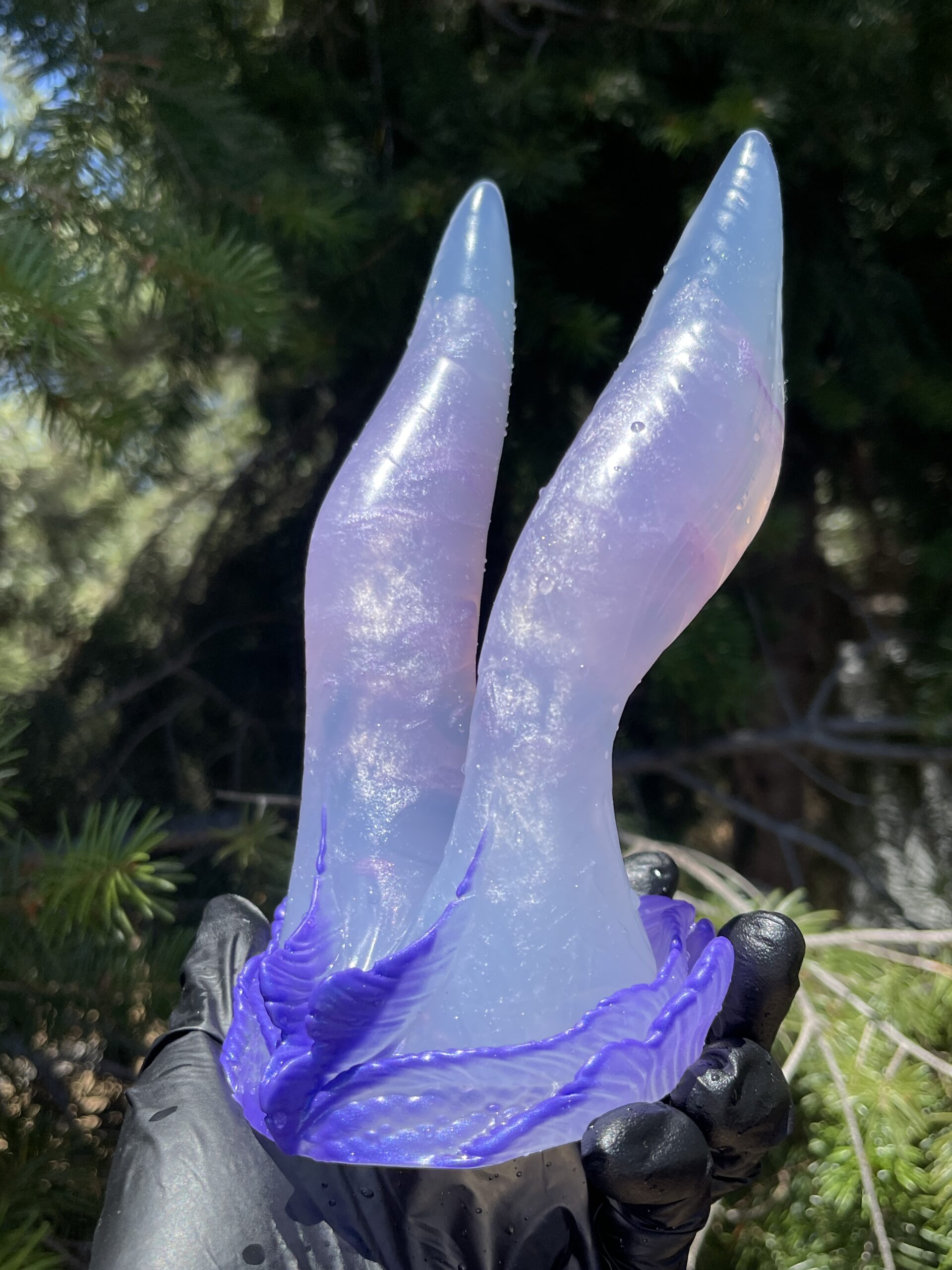 Betta-Mer 7 inch NEAR CLEAR 00-31 shore soft firmness color PURPLE HAWK with GLOWING PURPLE - Image 5