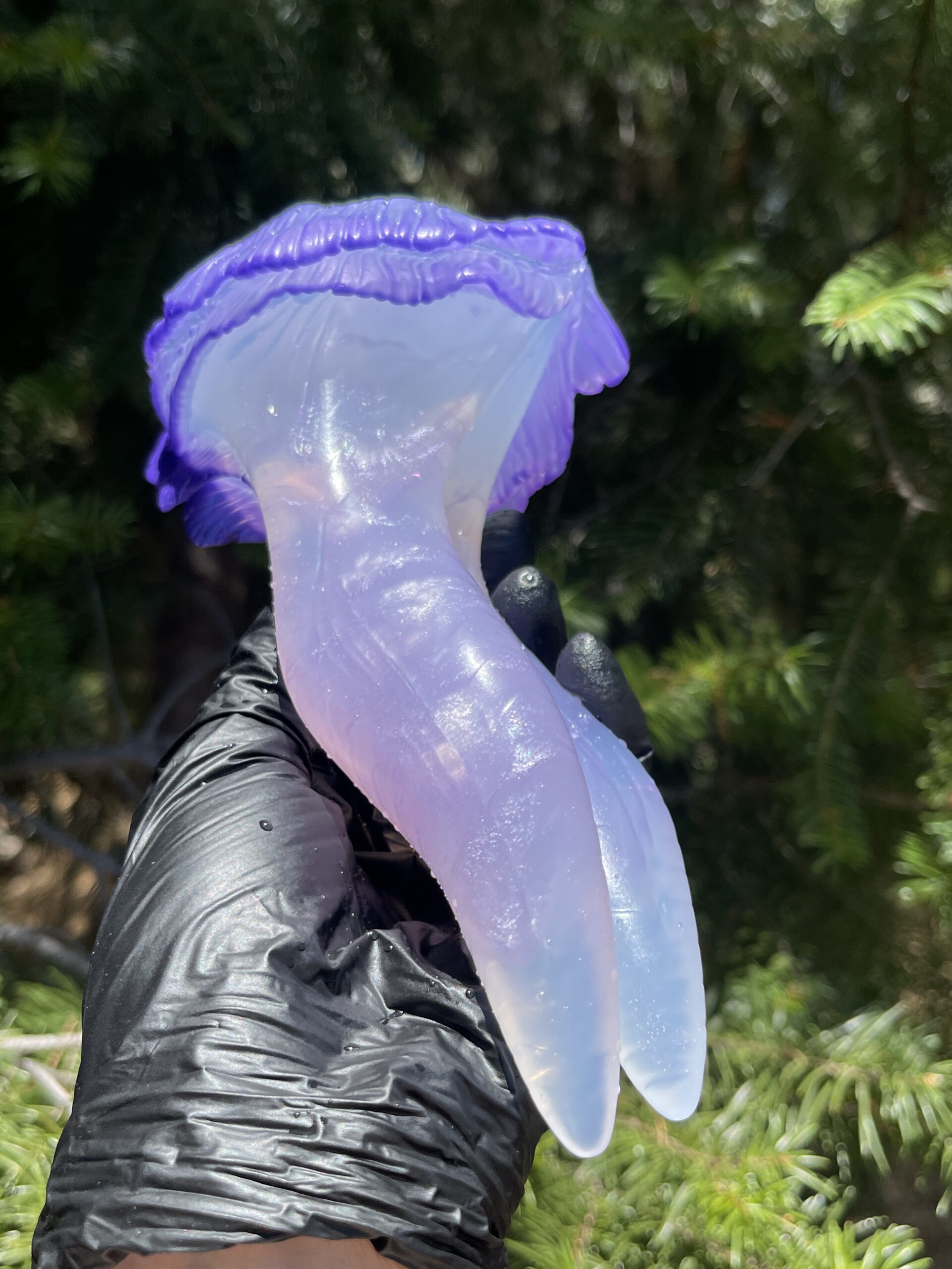 Betta-Mer 7 inch NEAR CLEAR 00-31 shore soft firmness color PURPLE HAWK with GLOWING PURPLE - Image 7