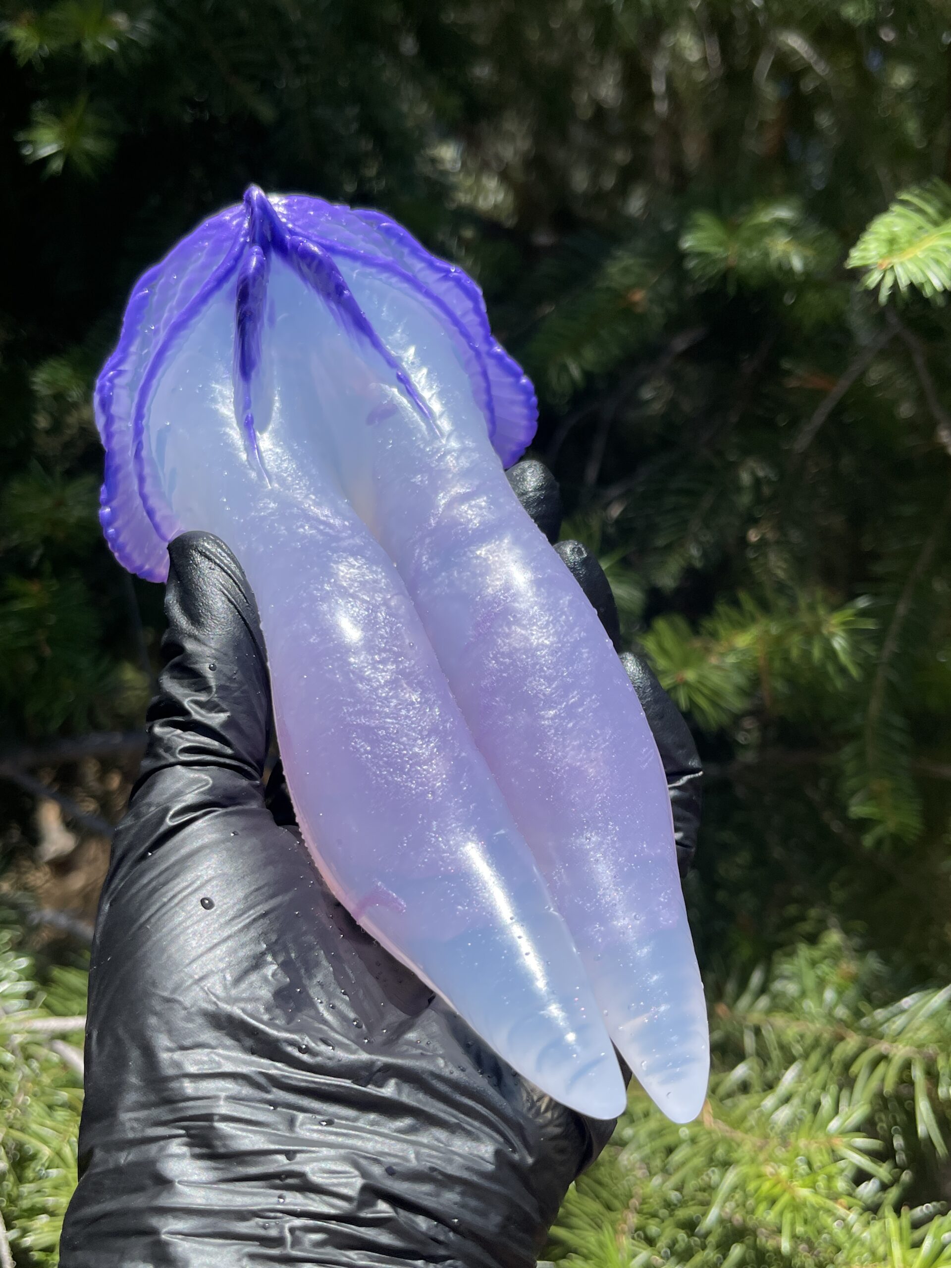 Betta-Mer 7 inch NEAR CLEAR 00-31 shore soft firmness color PURPLE HAWK with GLOWING PURPLE - Image 8