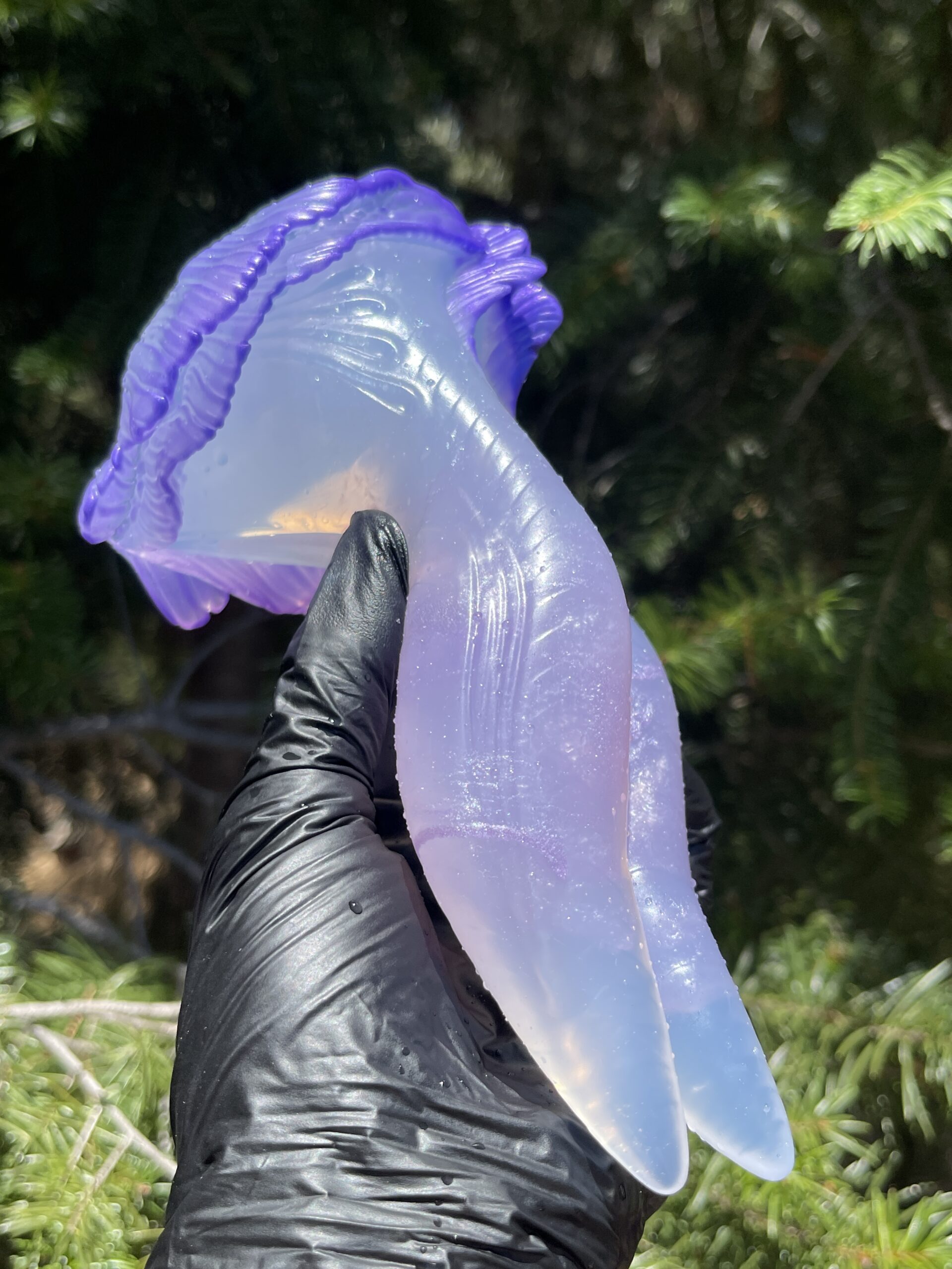 Betta-Mer 7 inch NEAR CLEAR 00-31 shore soft firmness color PURPLE HAWK with GLOWING PURPLE - Image 9