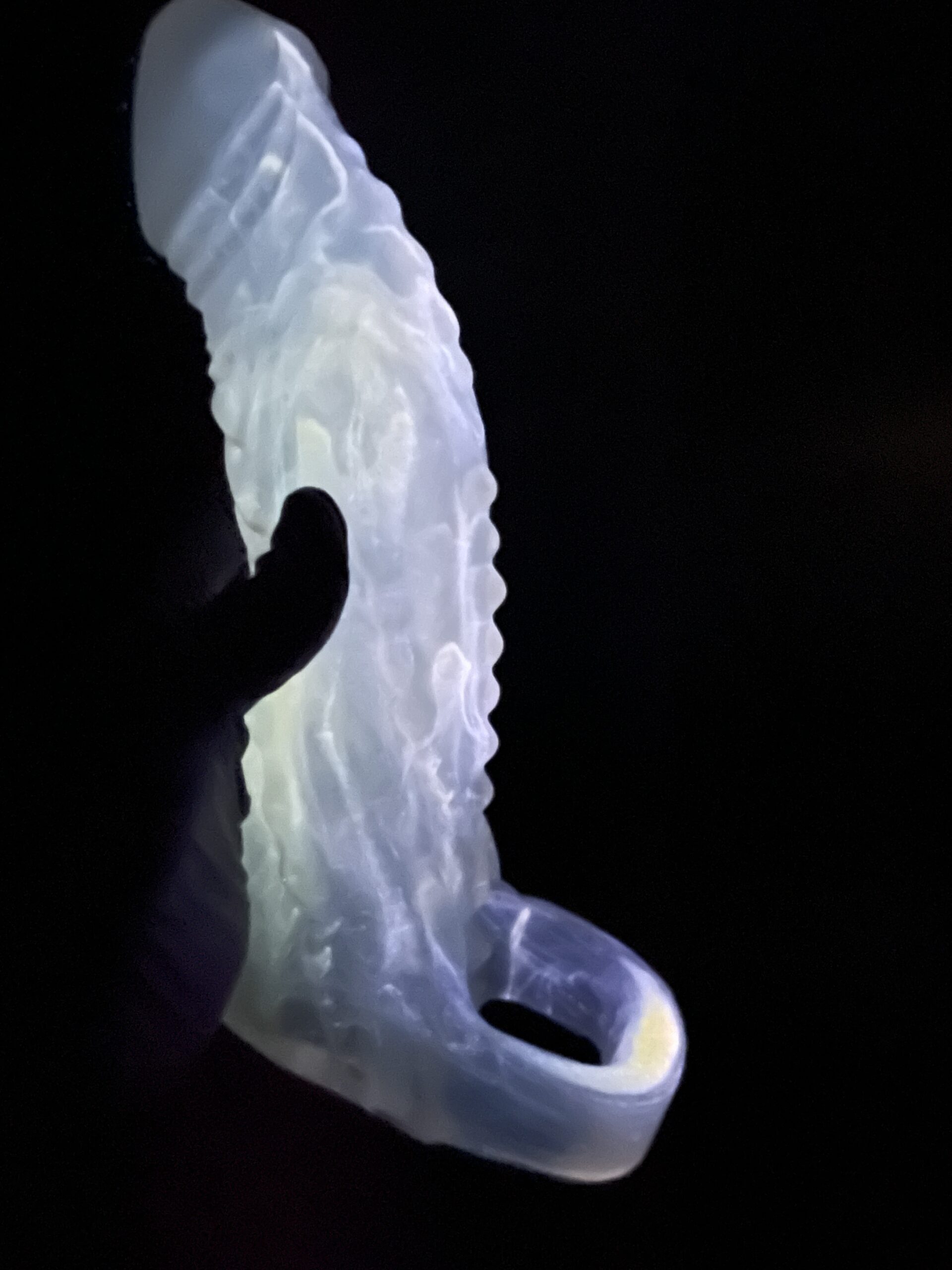 Sheath Demon Devil’ size large NEAR CLEAR 00-31 shore soft firmness color GOLDEN DRAGON with GLOW FLOP - Image 12