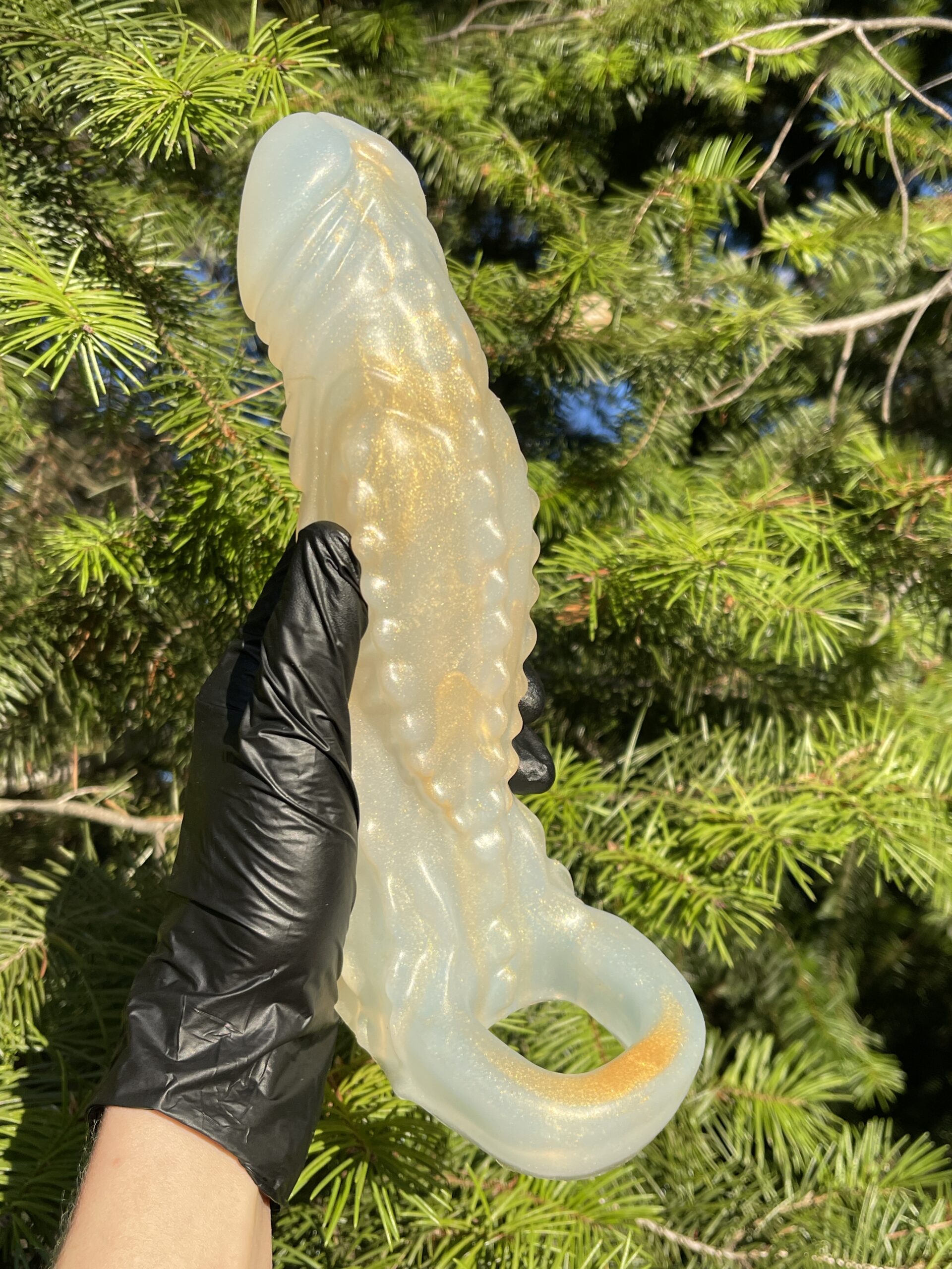Sheath Demon Devil’ size large NEAR CLEAR 00-31 shore soft firmness color GOLDEN DRAGON with GLOW FLOP
