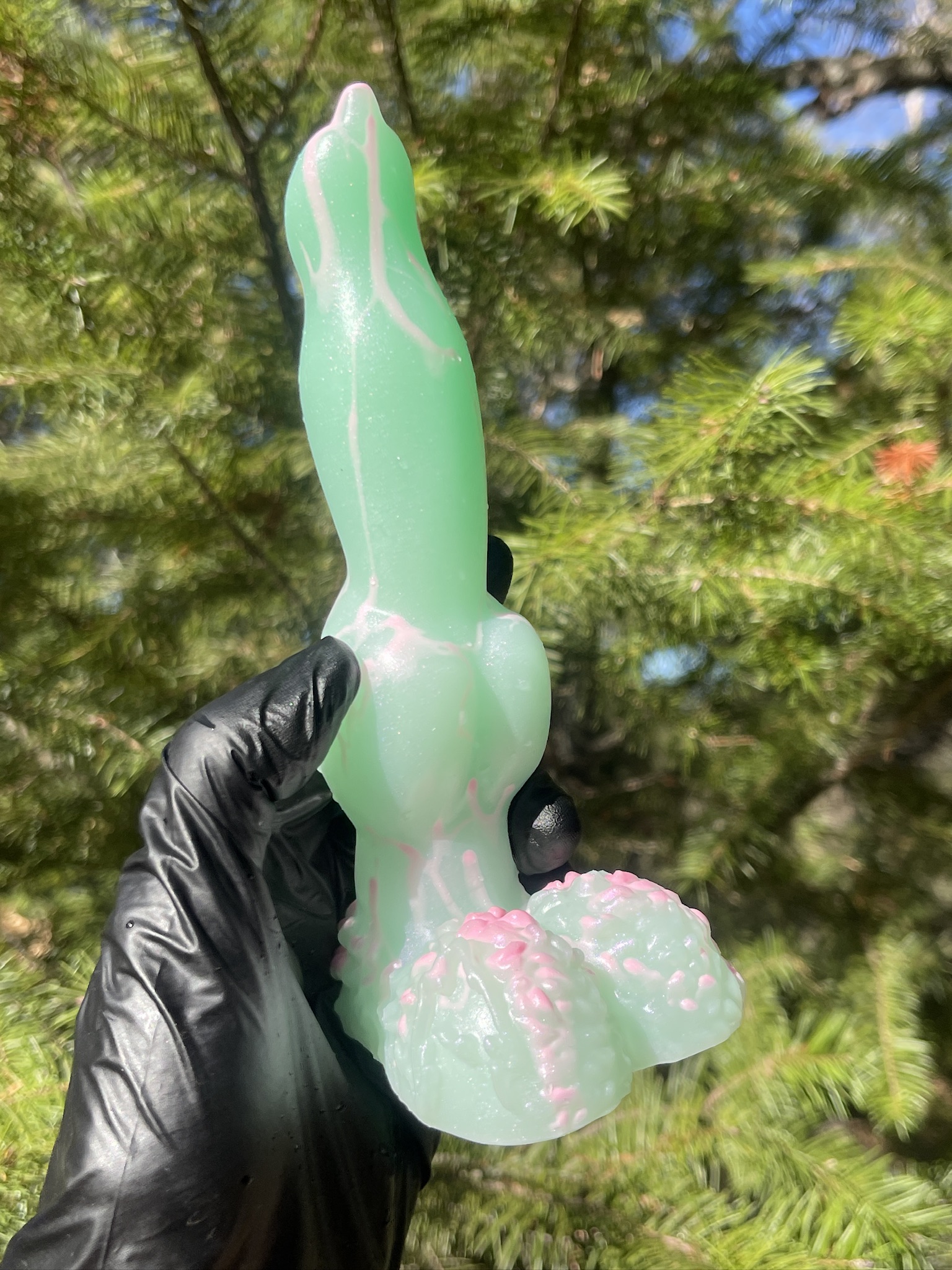 Dog Lucky Knotted Dildo 7" – Knotted Ghost, Medium (00-50), Glow FLOP - Image 2