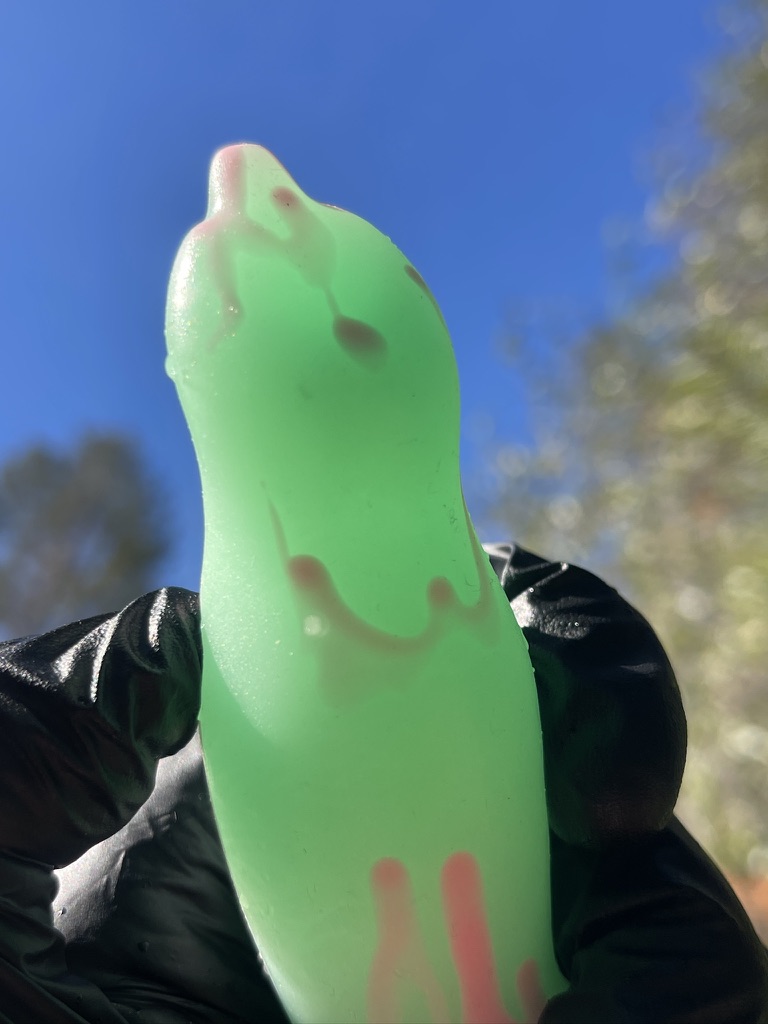 Dog Lucky Knotted Dildo 7" – Knotted Ghost, Medium (00-50), Glow FLOP - Image 5