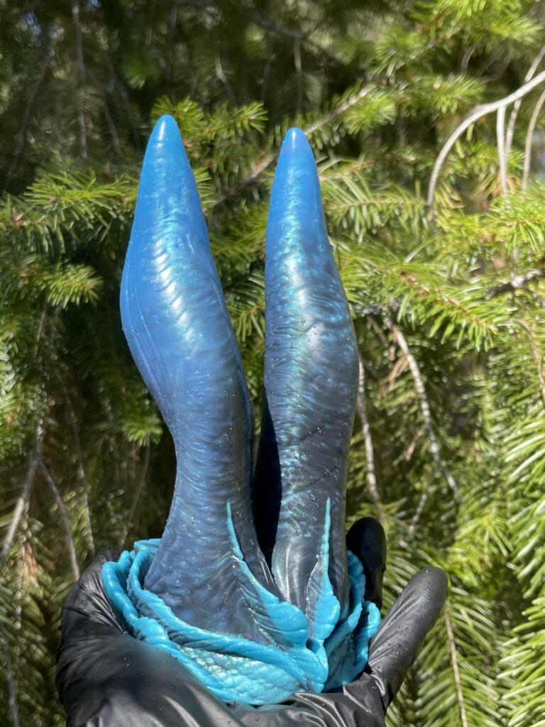 Betta-Mer mermaid fantasy dildo, 7 inch, soft, Deep-Sea blue with turquoise fins