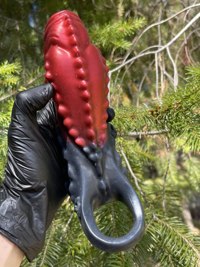 Demon open head penis sheath, small, extra soft, Vampire red and black
