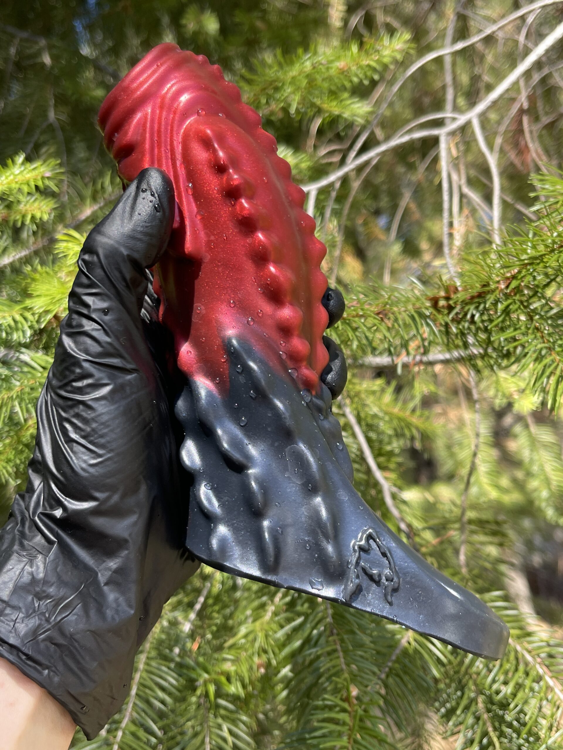 Demon open head penis sheath, small, extra soft, Vampire red and black – view 2