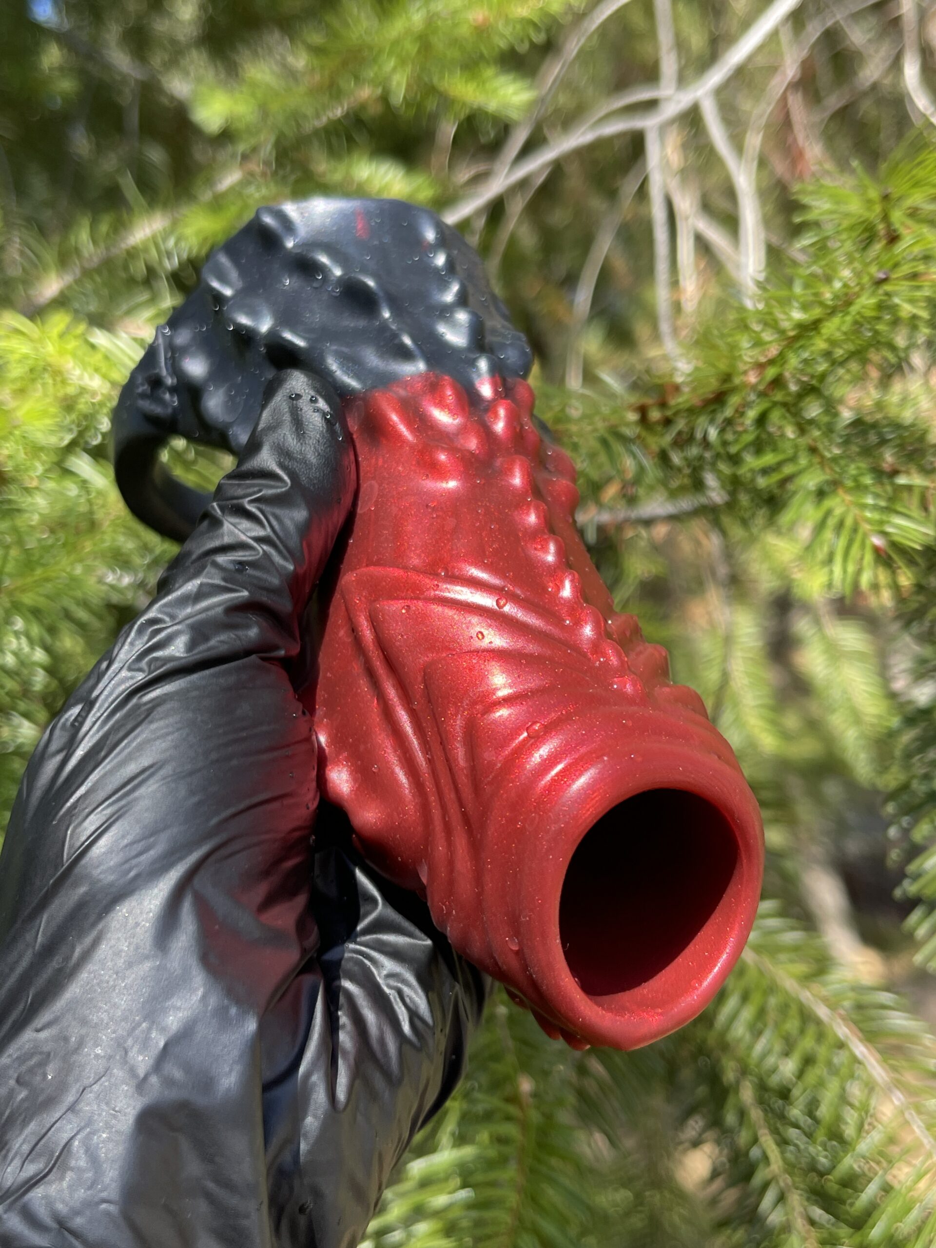 Demon open head penis sheath, small, extra soft, Vampire red and black – view 5