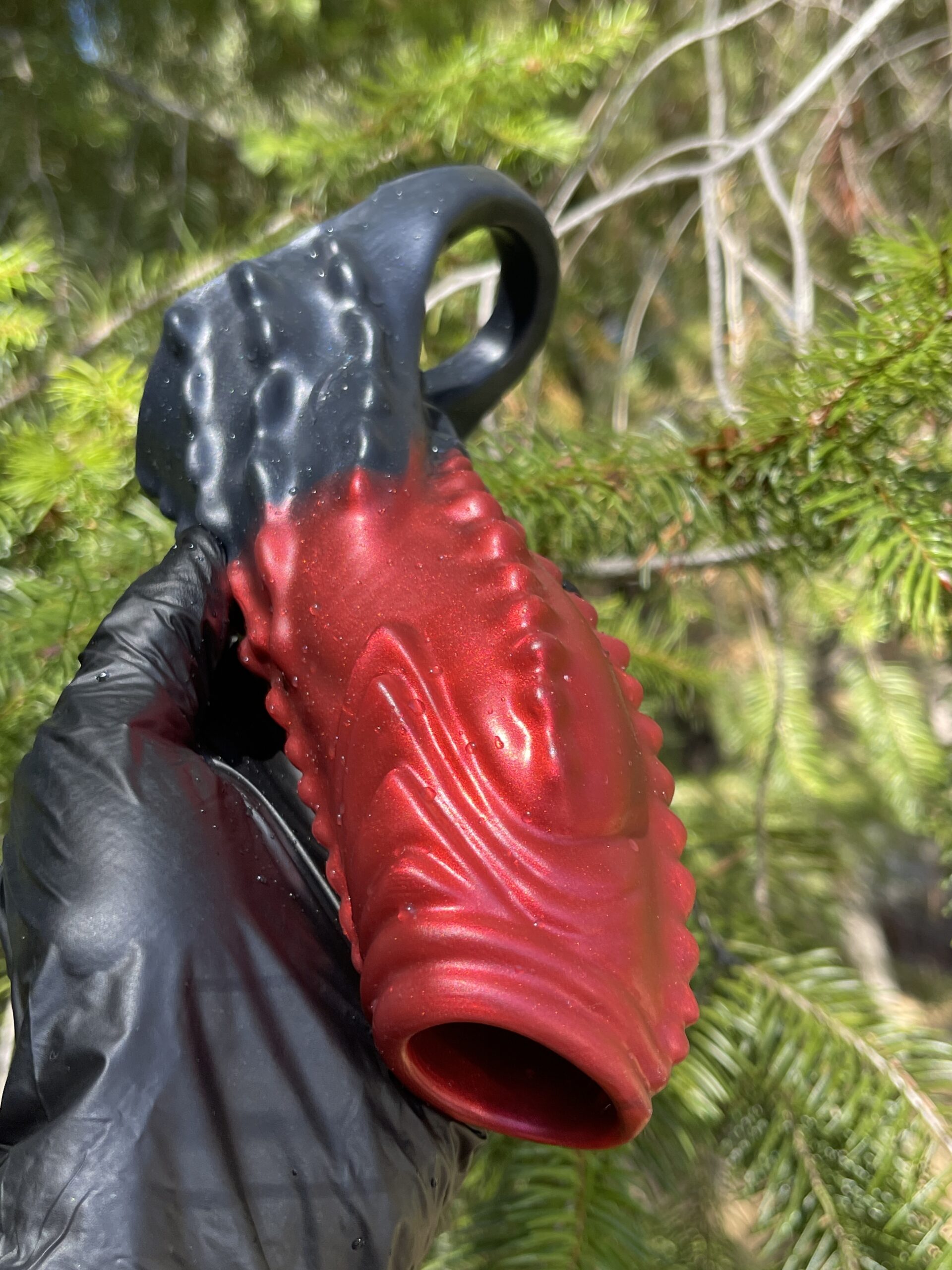 Demon open head penis sheath, small, extra soft, Vampire red and black – view 6