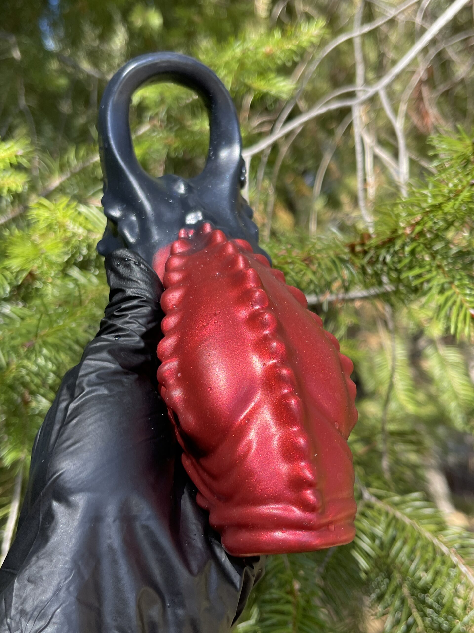 Demon open head penis sheath, small, extra soft, Vampire red and black – view 7