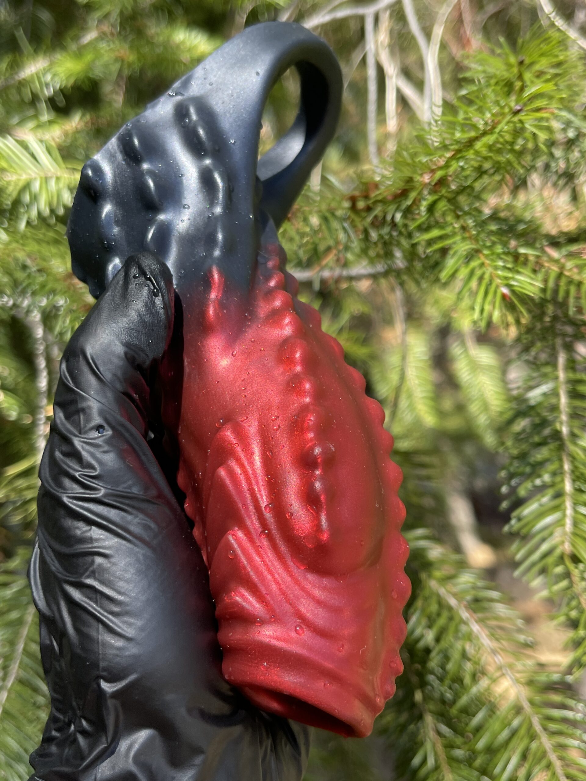 Demon open head penis sheath, mini, extra soft, Vampire red and black – view 5