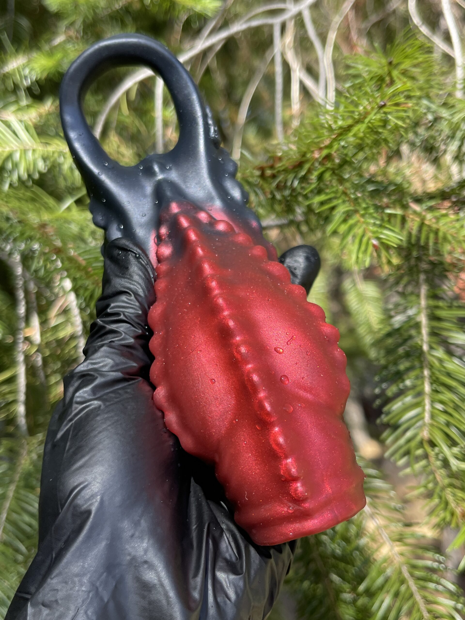 Demon open head penis sheath, mini, extra soft, Vampire red and black – view 6