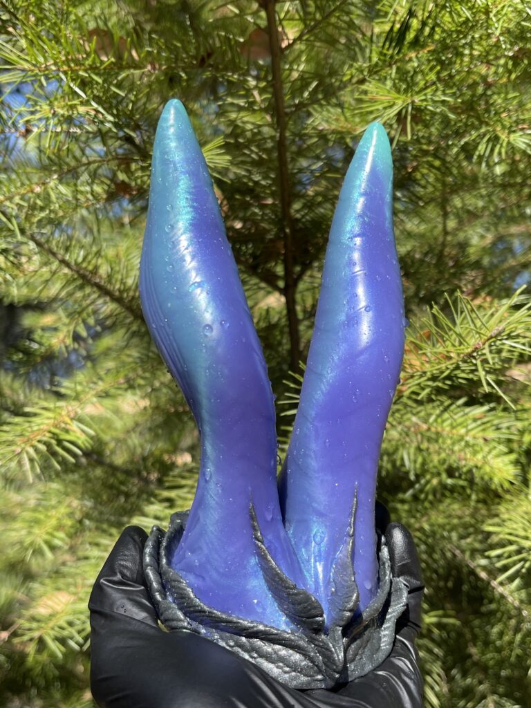 Betta-Mer mermaid fantasy dildo, 7 inch, soft, Pixie violet-blue and turquoise